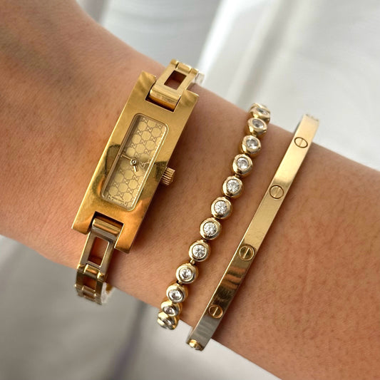 RARE Gucci Gold Monogram Links Watch