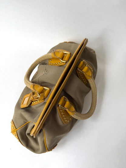 RARE Prada Yellow Studded Logo Frame Bag