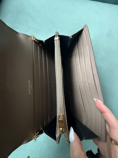YSL Beige Leather Kate Wallet On Chain