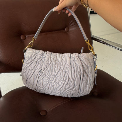 RARE Prada Floral Embroidered Leather Shoulder Bag