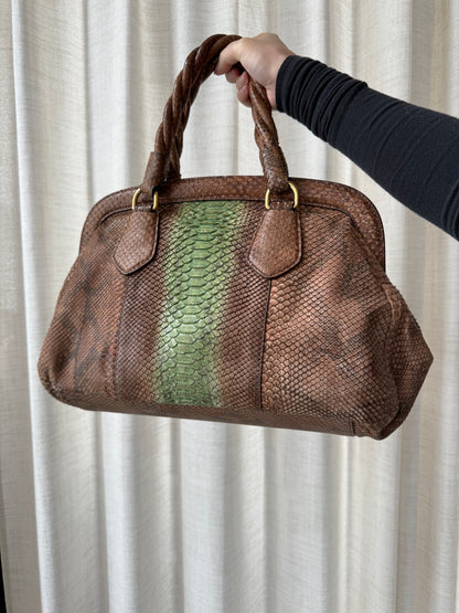 RARE Prada Python Leather Stripe Tote Bag