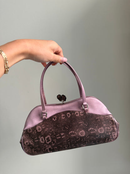 RARE Prada Purple Lizard Kiss Lock Evening Bag
