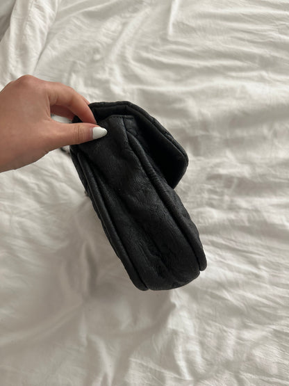 Chanel Black Textured Coated Nylon Flap Bag
