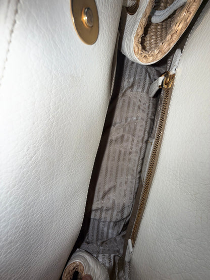 Prada Raffia Gold Eyelet Rope Handle Bag