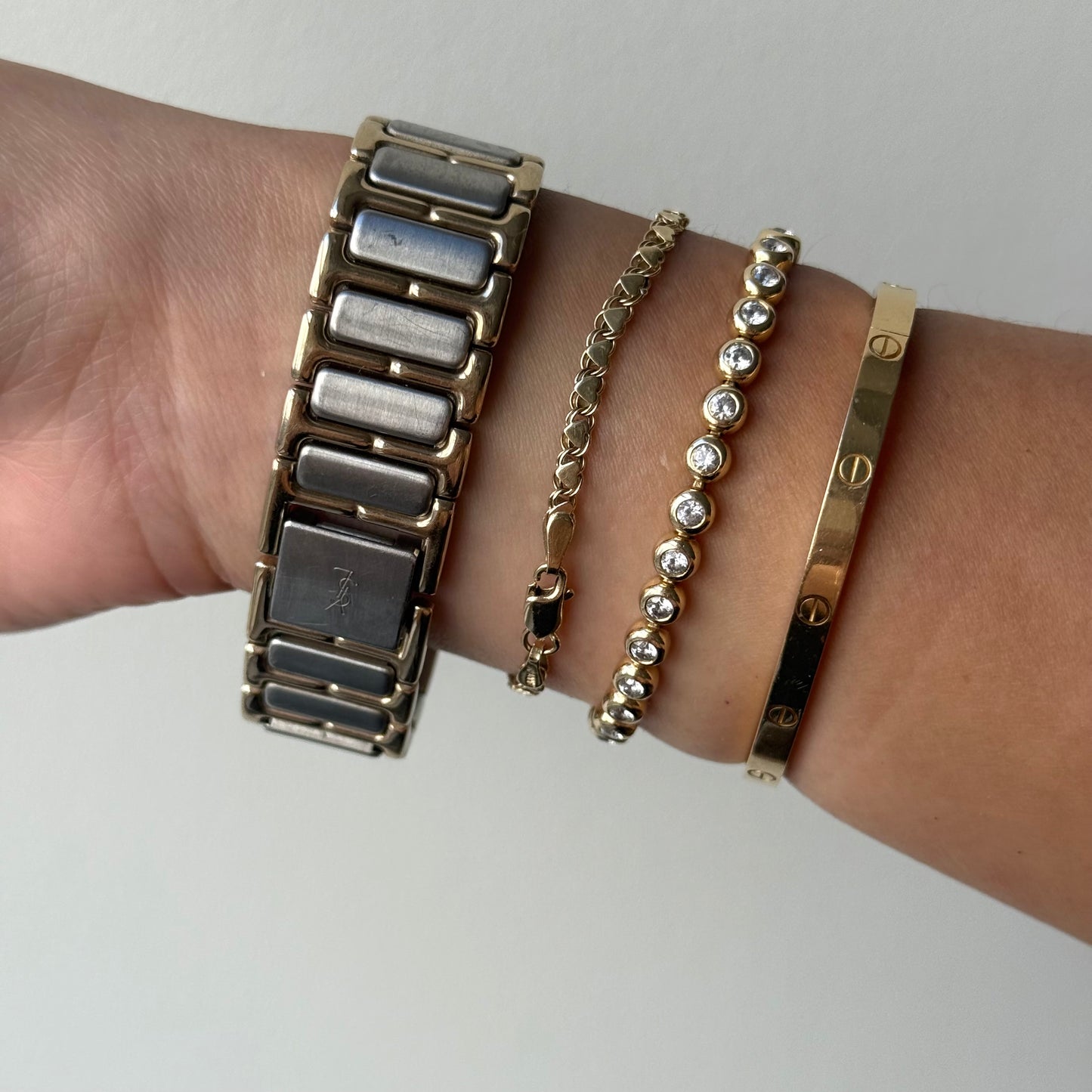 YSL 32mm Black Dial Two Tone Watch