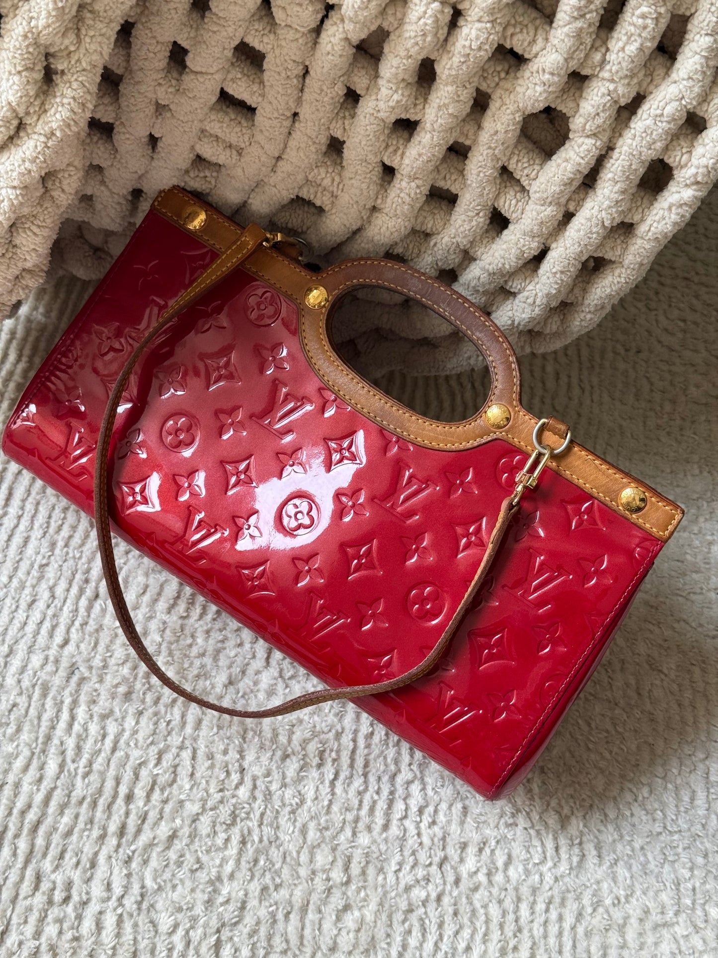 Louis Vuitton Red Vernis Roxbury Drive Bag w/ Strap