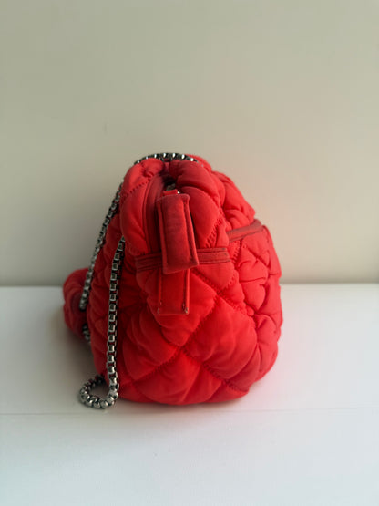 Chanel Orange Nylon Bubble Quilted Shoulder Bag