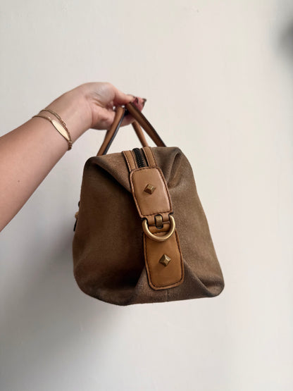 Gucci Brown Suede GG Bowler Bag