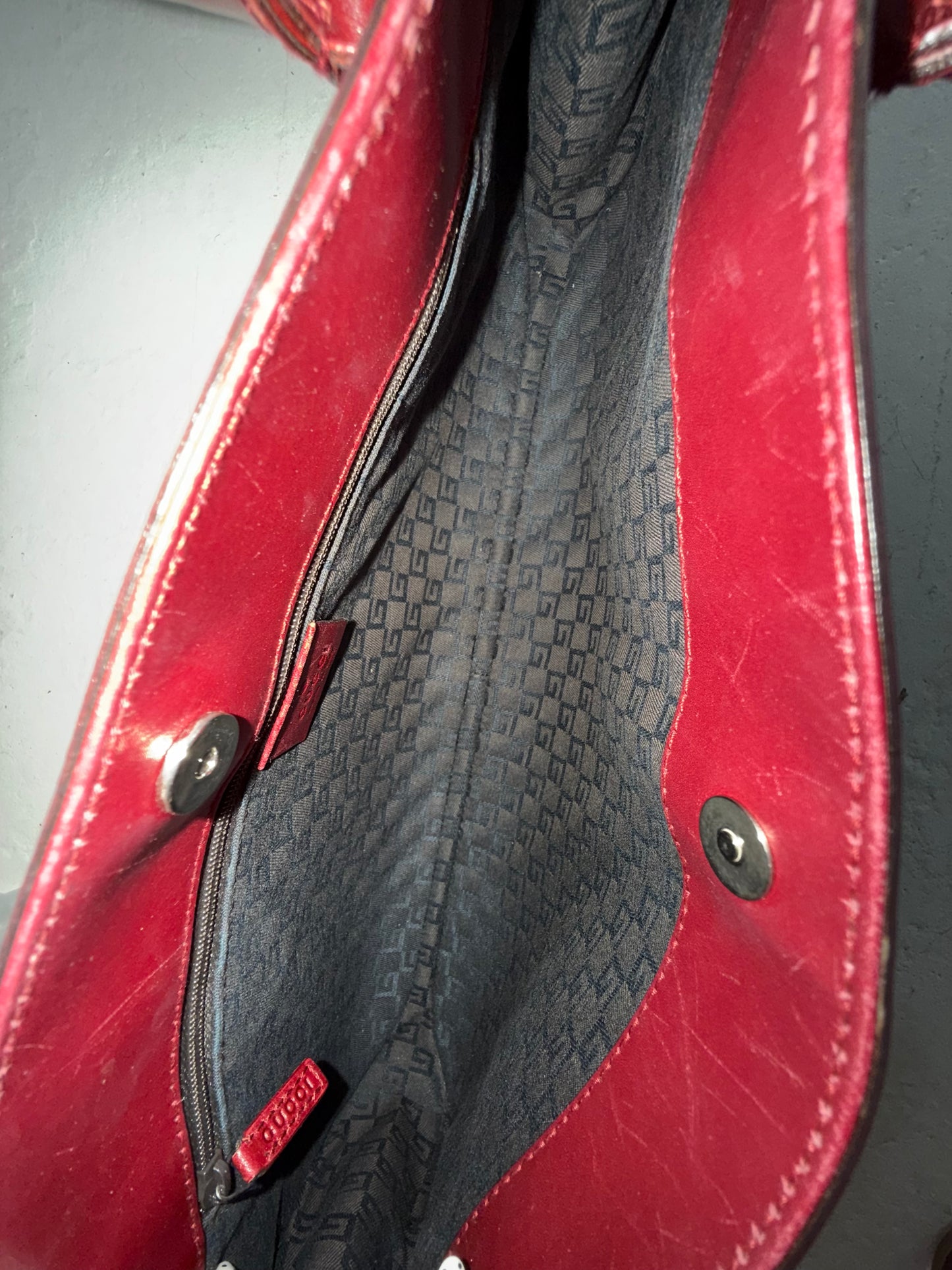 Tom Ford Era Gucci Burgundy Leather Horsebit East West Shoulder Bag