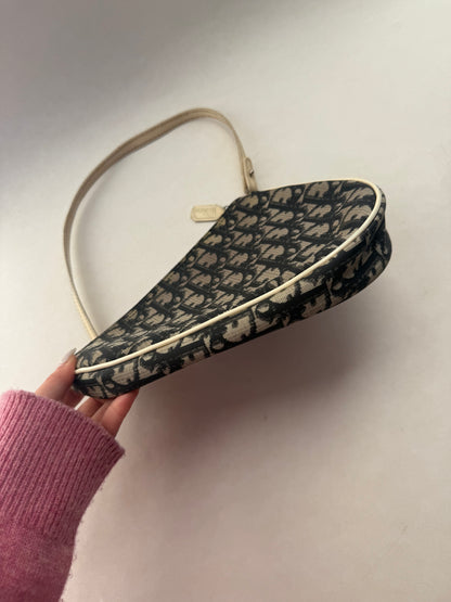 Christian Dior Black Monogram Trotter Saddle Shoulder Bag