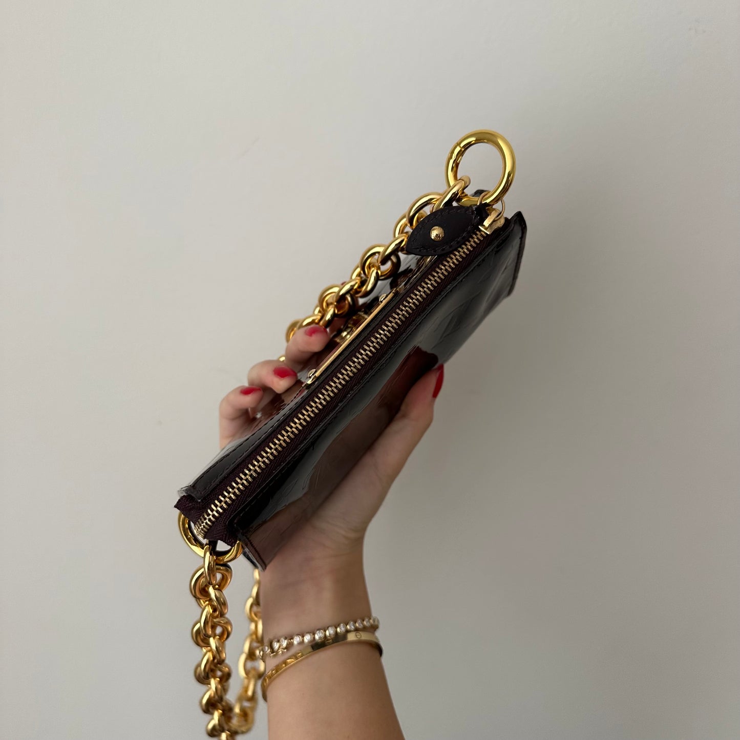Louis Vuitton Purple Vernis Gold Chain Pochette