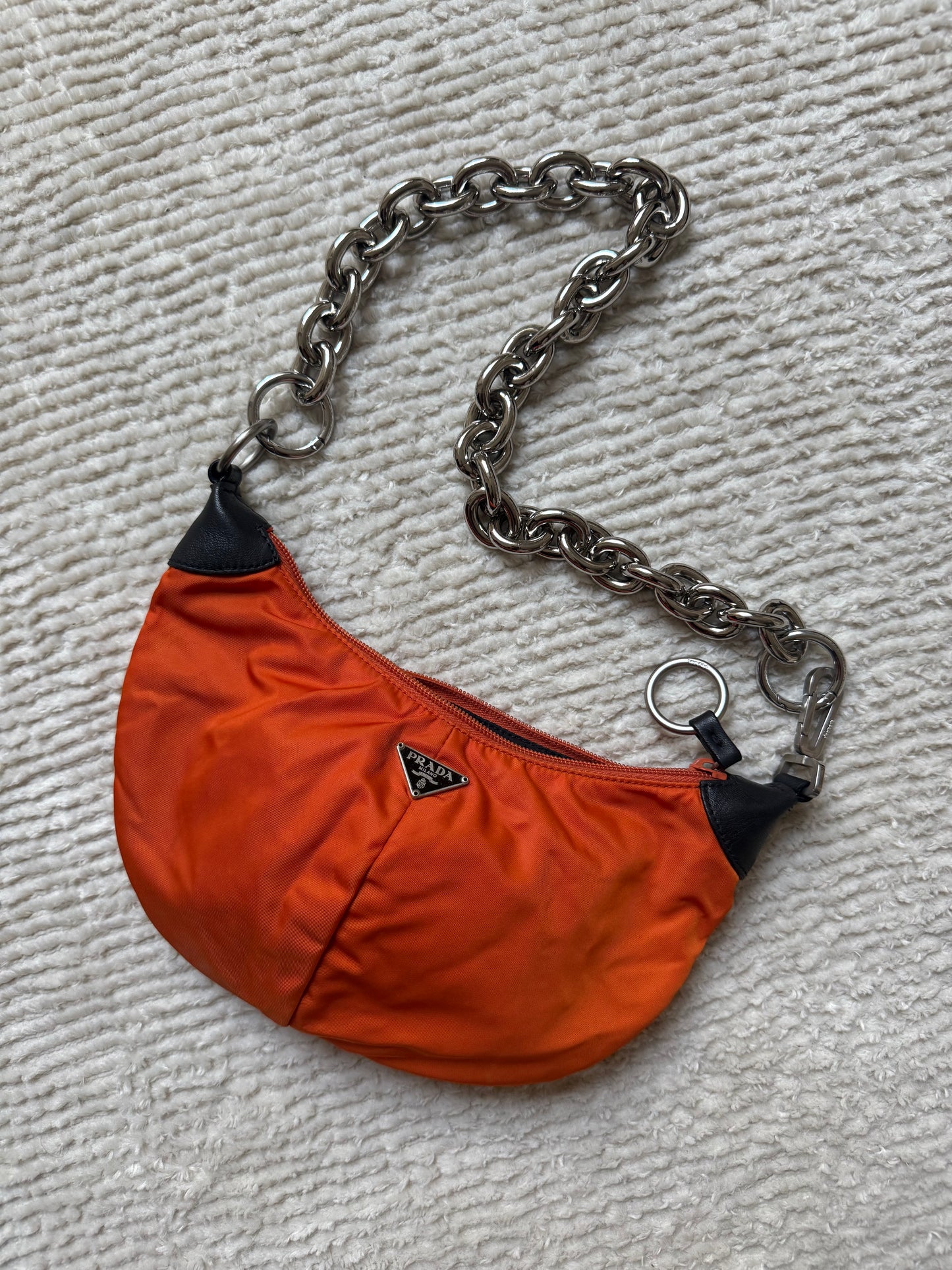 RARE Prada Orange Nylon Fruits Mini Top Handle Bag
