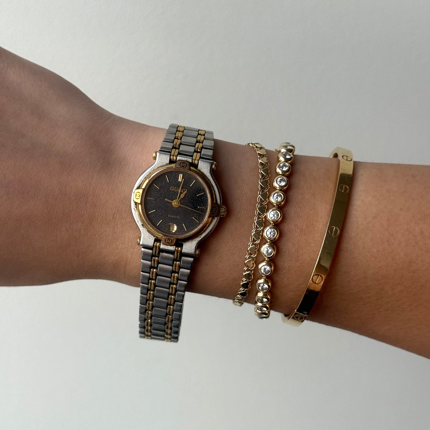 Gucci 24mm Black Dial Two Tone Watch