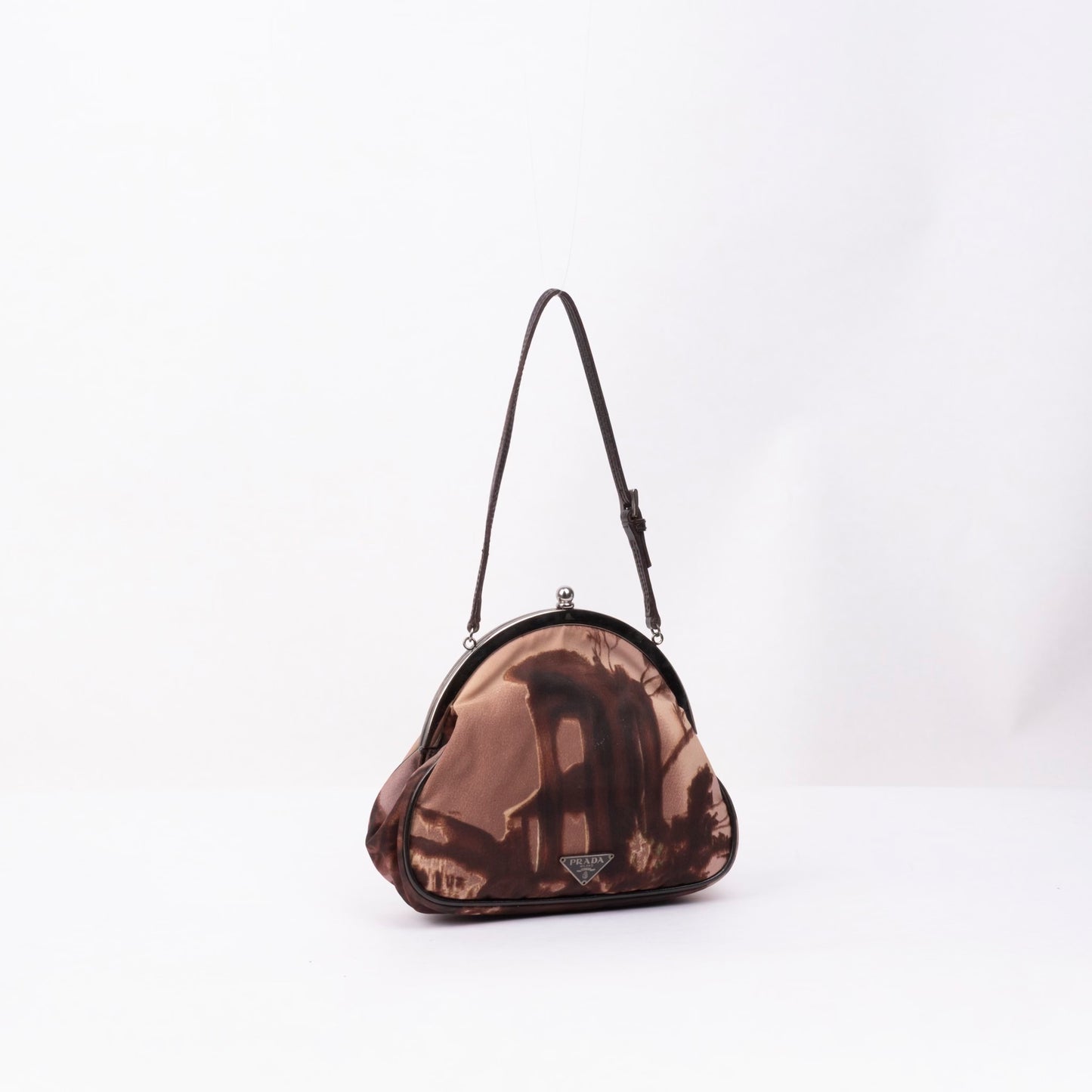RARE Limited Edition Prada Brown Satin Mini Top Handle Clutch