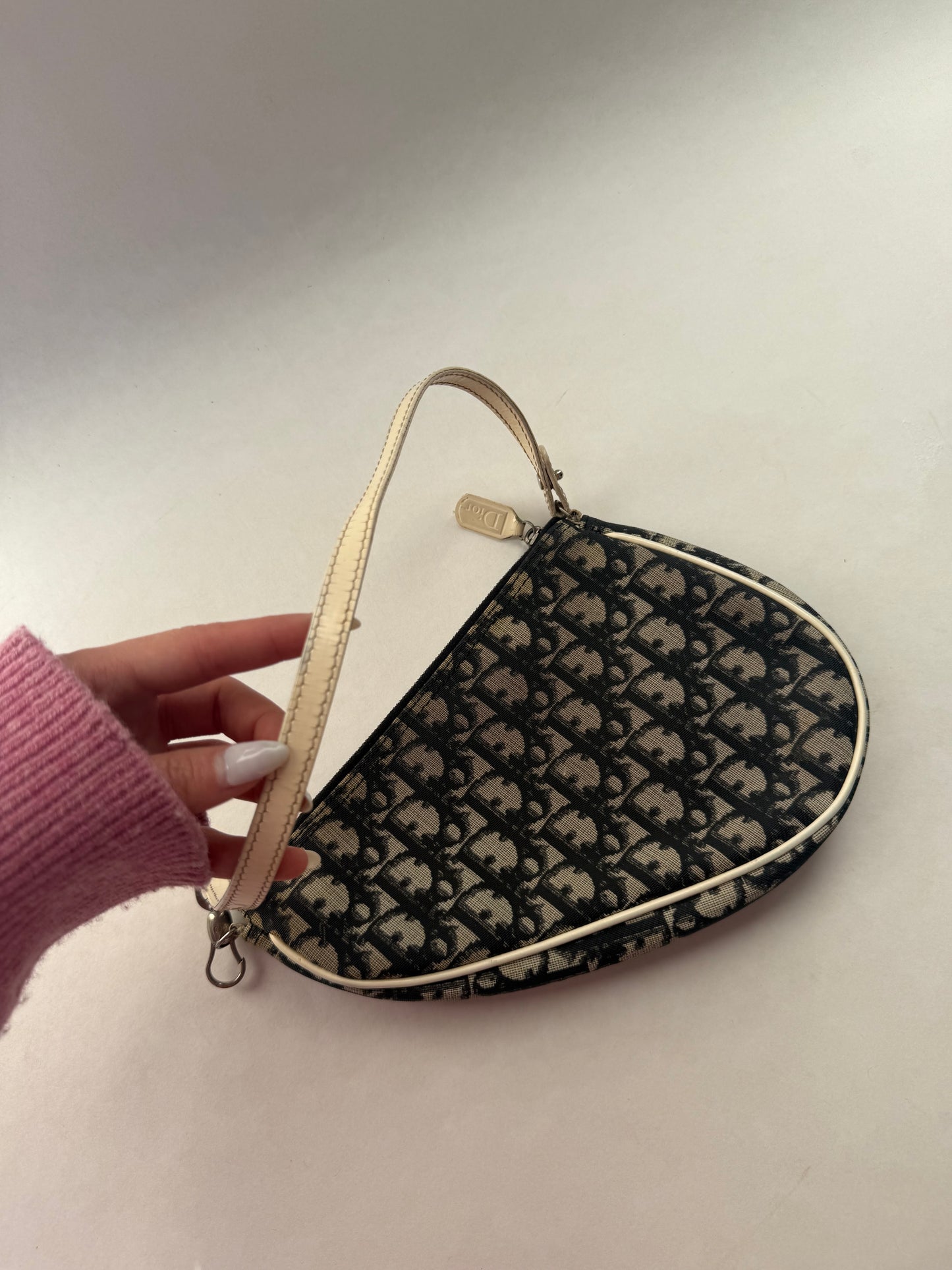 Christian Dior Black Monogram Trotter Saddle Shoulder Bag
