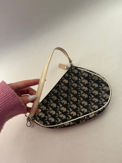 Christian Dior Black Monogram Trotter Saddle Shoulder Bag