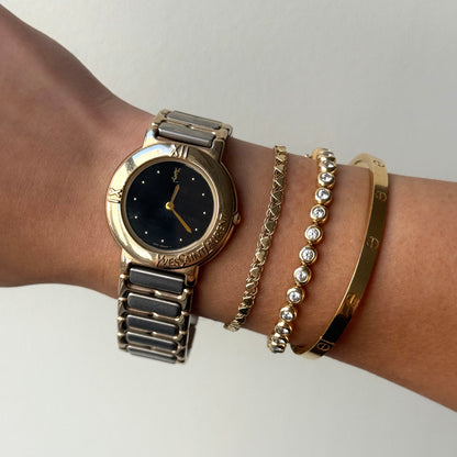 YSL 32mm Black Dial Two Tone Watch