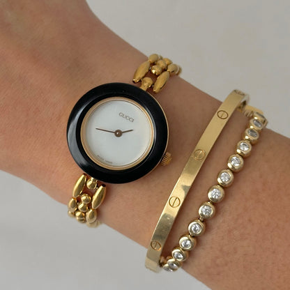 Gucci Interchangeable 4 Bezel Gold Rice Link Watch
