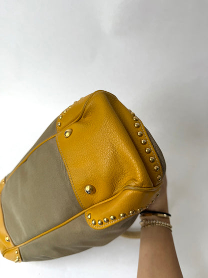 RARE Prada Yellow Studded Logo Frame Bag
