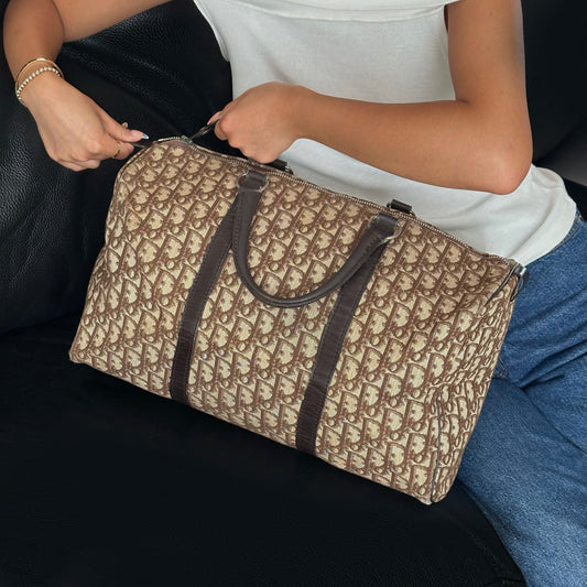 Christian Dior Brown Trotter Monogram Boston Bag