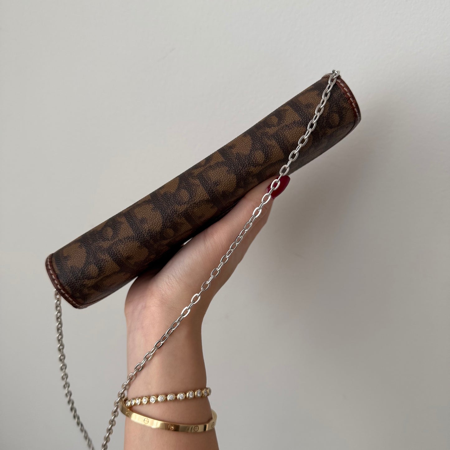 Christian Dior Brown Monogram Romantique Heart Wallet On Chain