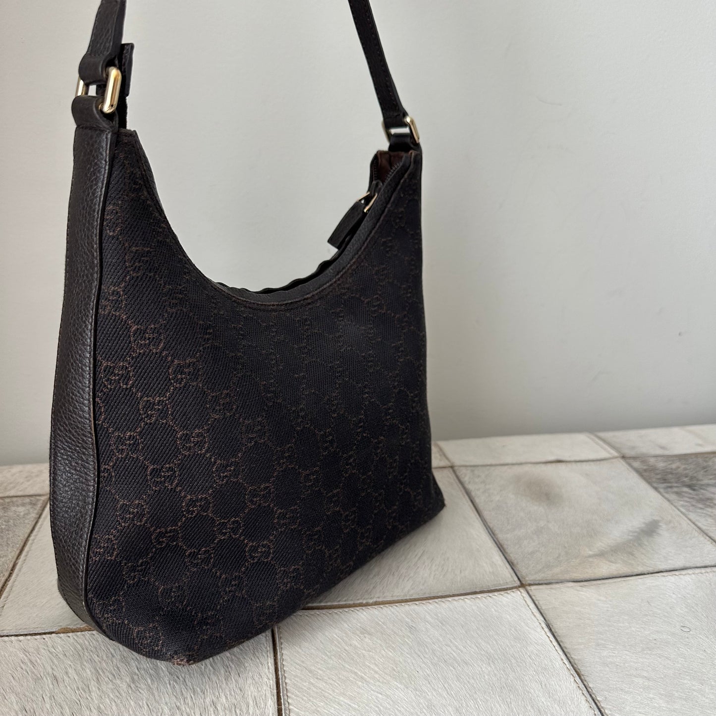 Gucci Brown Monogram Shoulder Bag w/ Dustbag