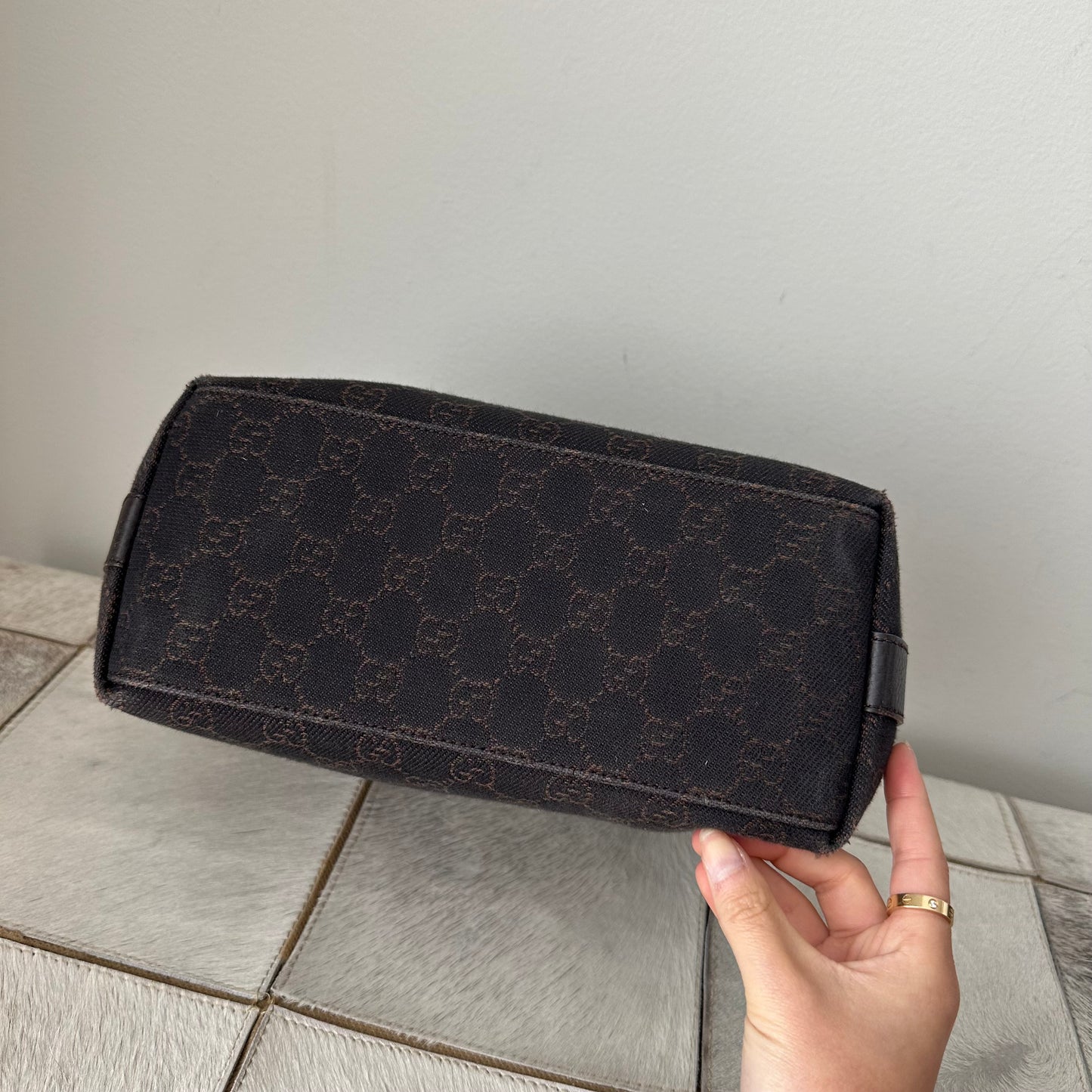 Gucci Brown Monogram Shoulder Bag w/ Dustbag
