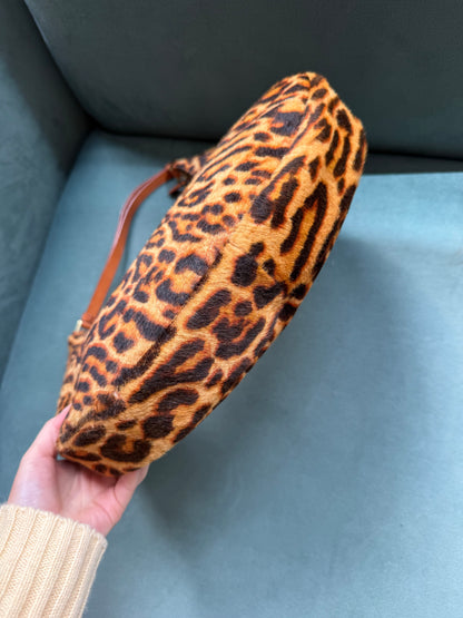 RARE Christian Dior Cheetah Ponyhair Street Chic Large Croissant Shoulder Bag
