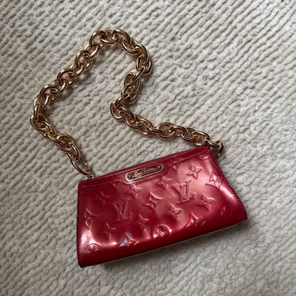 Louis Vuitton Red Vernis Gold Chain Pochette
