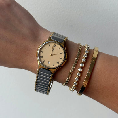 YSL 32mm Cream Roman Dial Two Tone Dial
