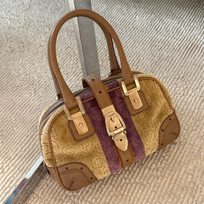 RARE Gucci Velvet Horsebit Buckle Top Handle Bag