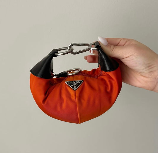 RARE Prada Orange Nylon Fruits Mini Top Handle Bag