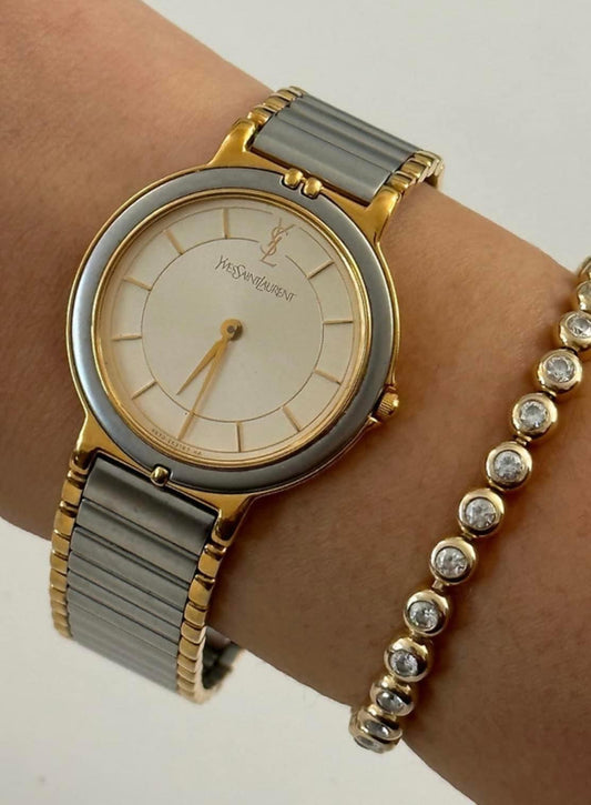 YSL 28mm Light Gold Two Tone Watch