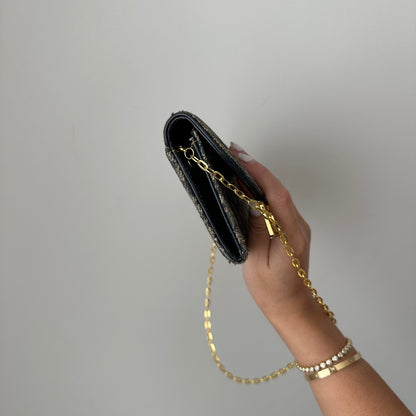 Christian Dior Saddle Navy Monogram Wallet On Chain