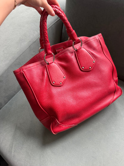 Prada Red Leather Braided Rope Tote Bag w/ Dustbag