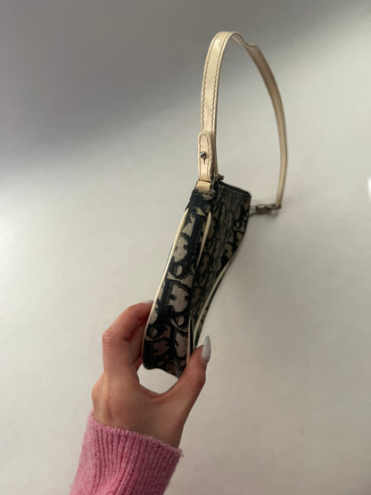 Christian Dior Black Monogram Trotter Saddle Shoulder Bag