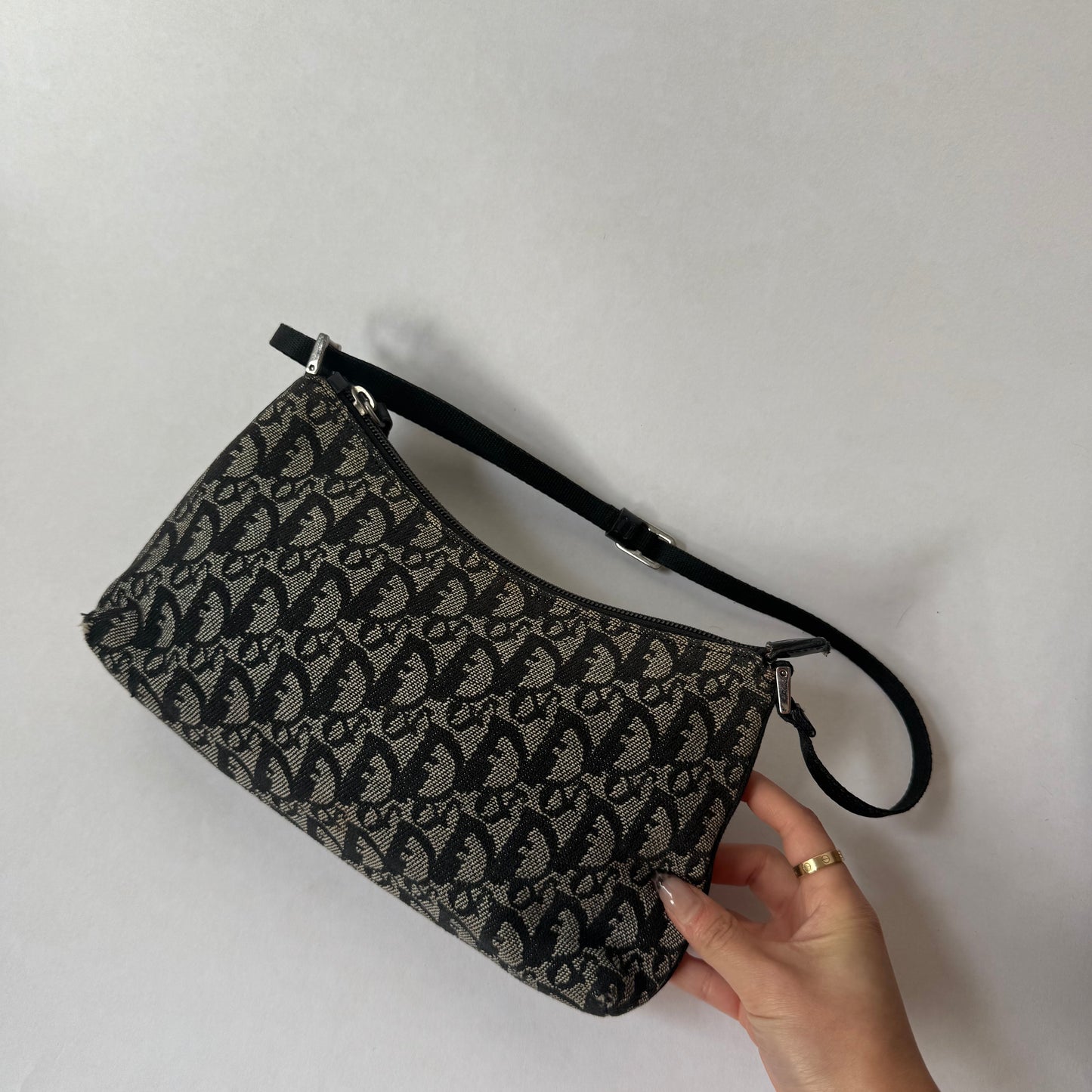 Christian Dior Trotter Black Monogram Shoulder Bag
