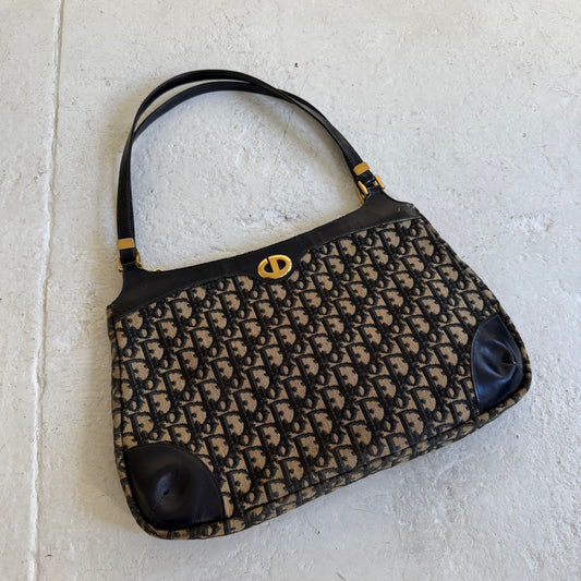 Christian Dior Navy Trotter Gold CD  Shoulder Bag