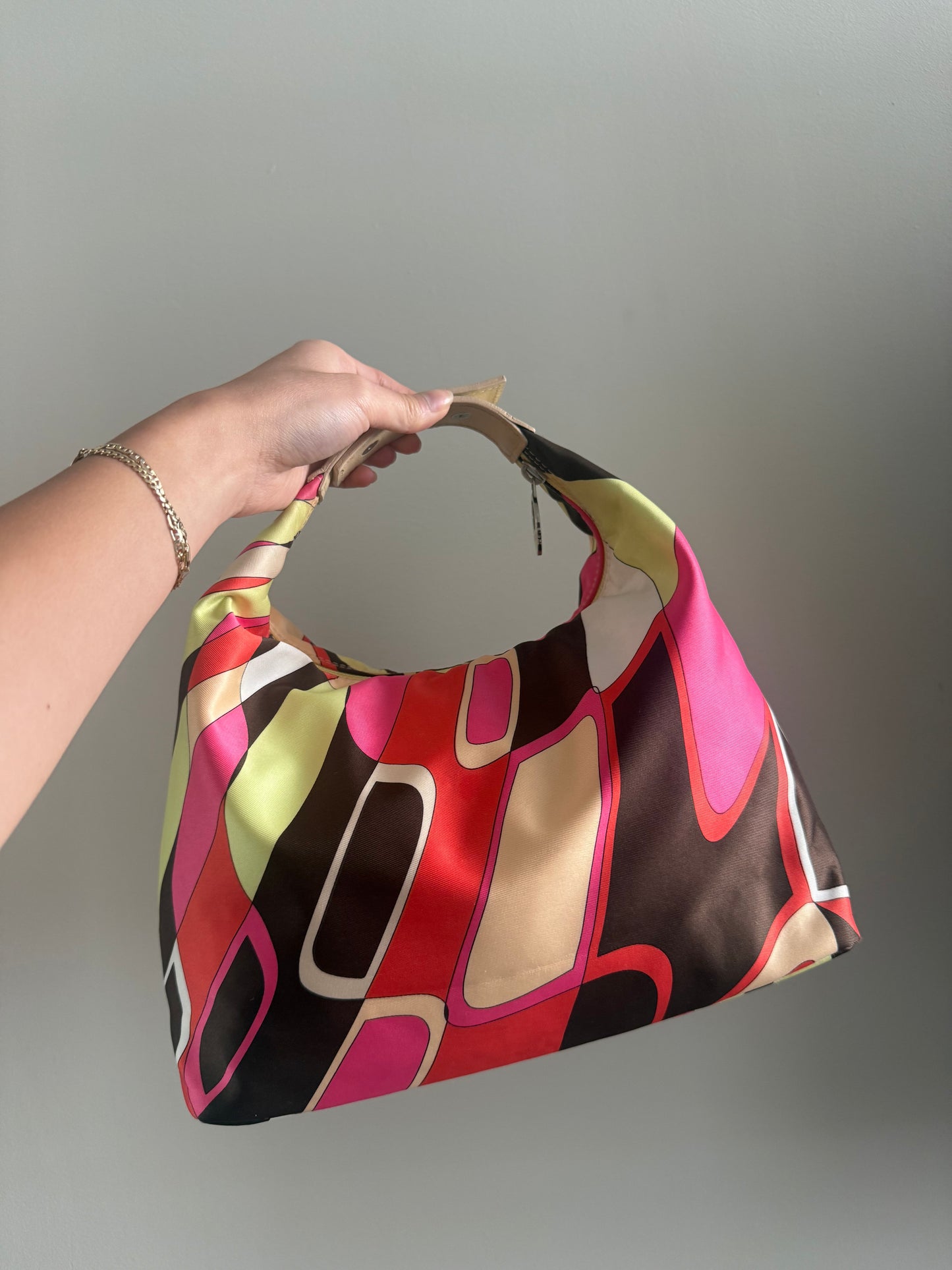 Pucci Satin Multicolor Medium Top Handle Bag