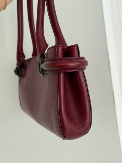 Tom Ford Era Gucci Burgundy Leather Horsebit East West Shoulder Bag