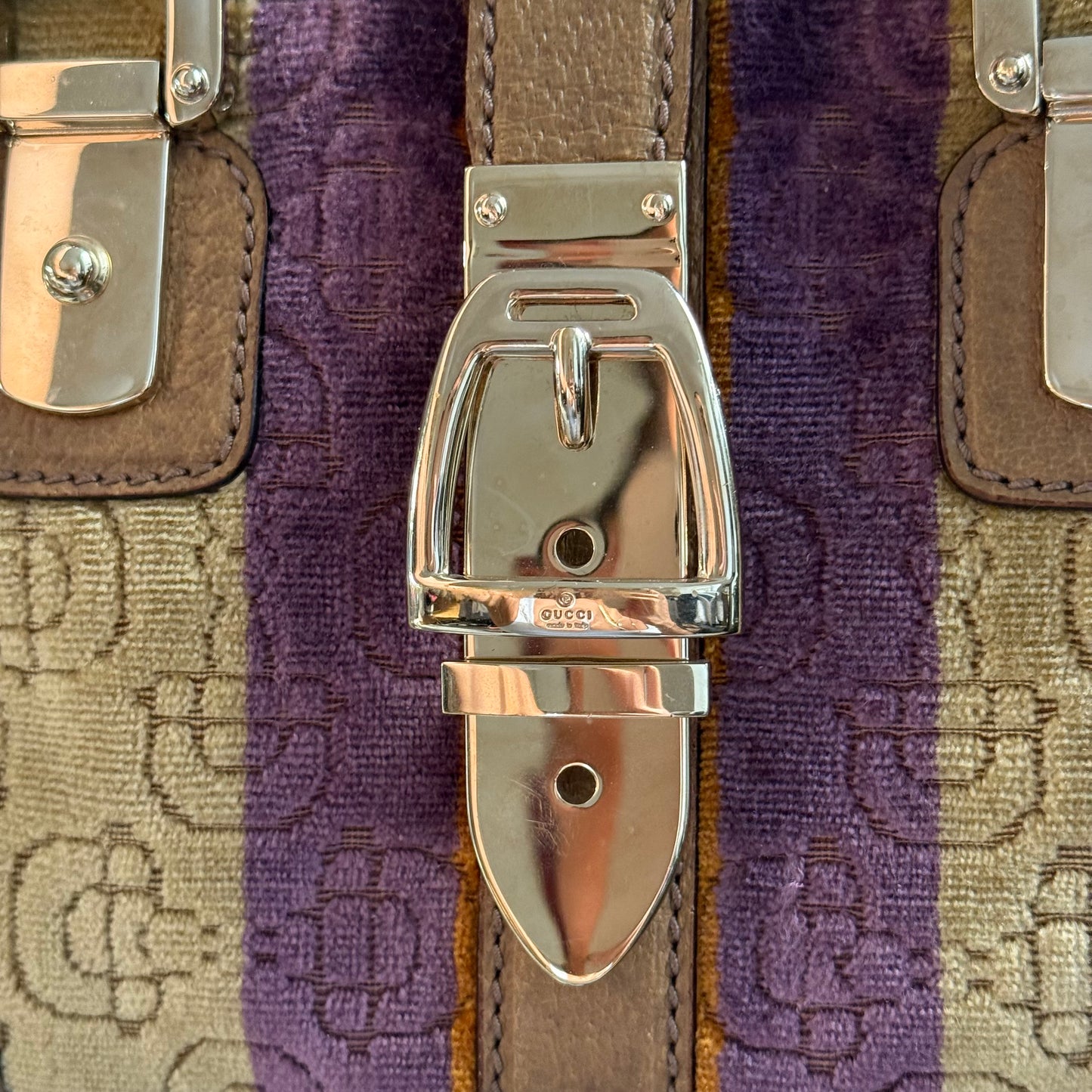 RARE Gucci Velvet Horsebit Buckle Top Handle Bag