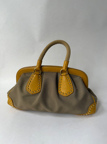 RARE Prada Yellow Studded Logo Frame Bag