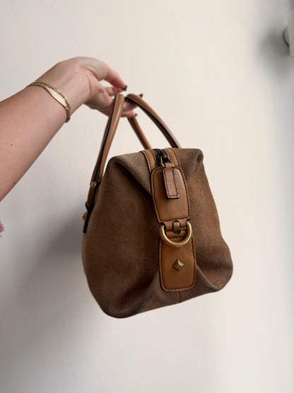 Gucci Brown Suede GG Bowler Bag