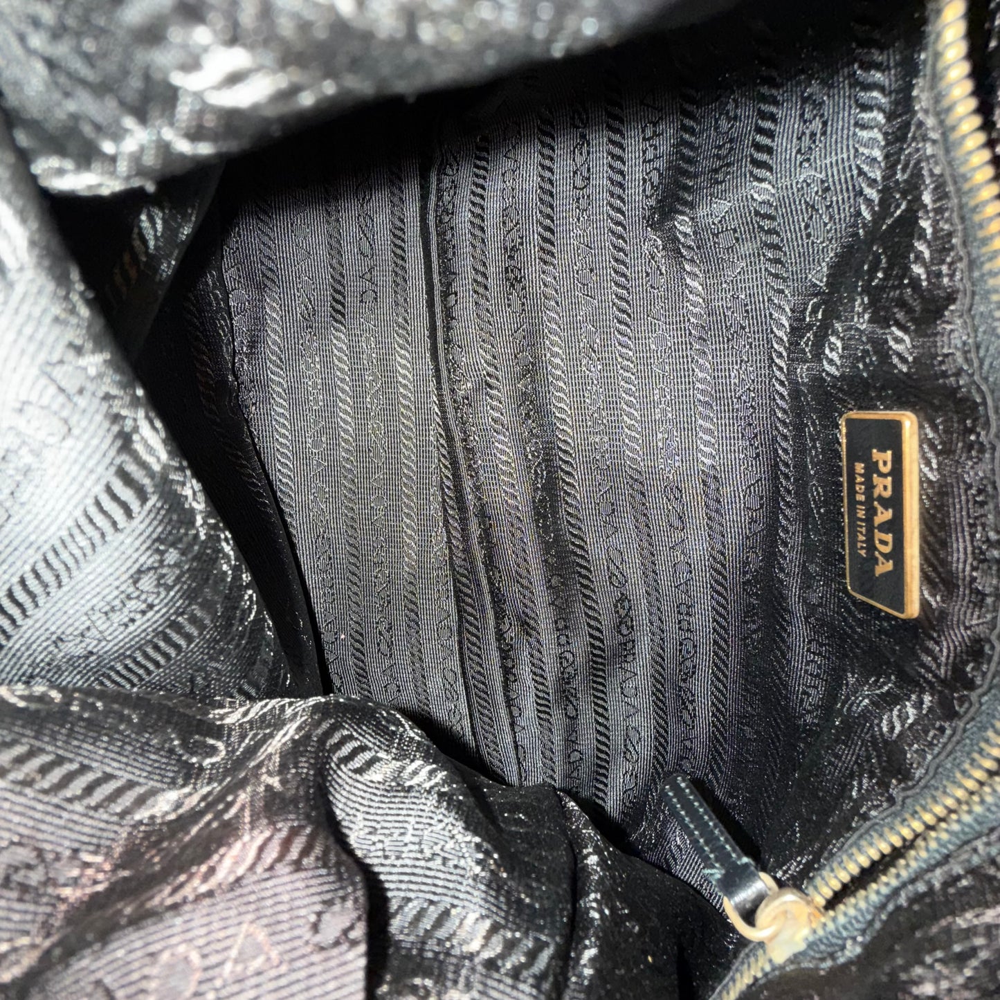 RARE Prada Back Gold Nylon Leather Buckle Shoulder Bag