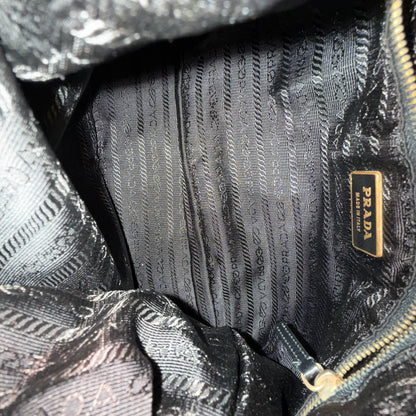 RARE Prada Back Gold Nylon Leather Buckle Shoulder Bag