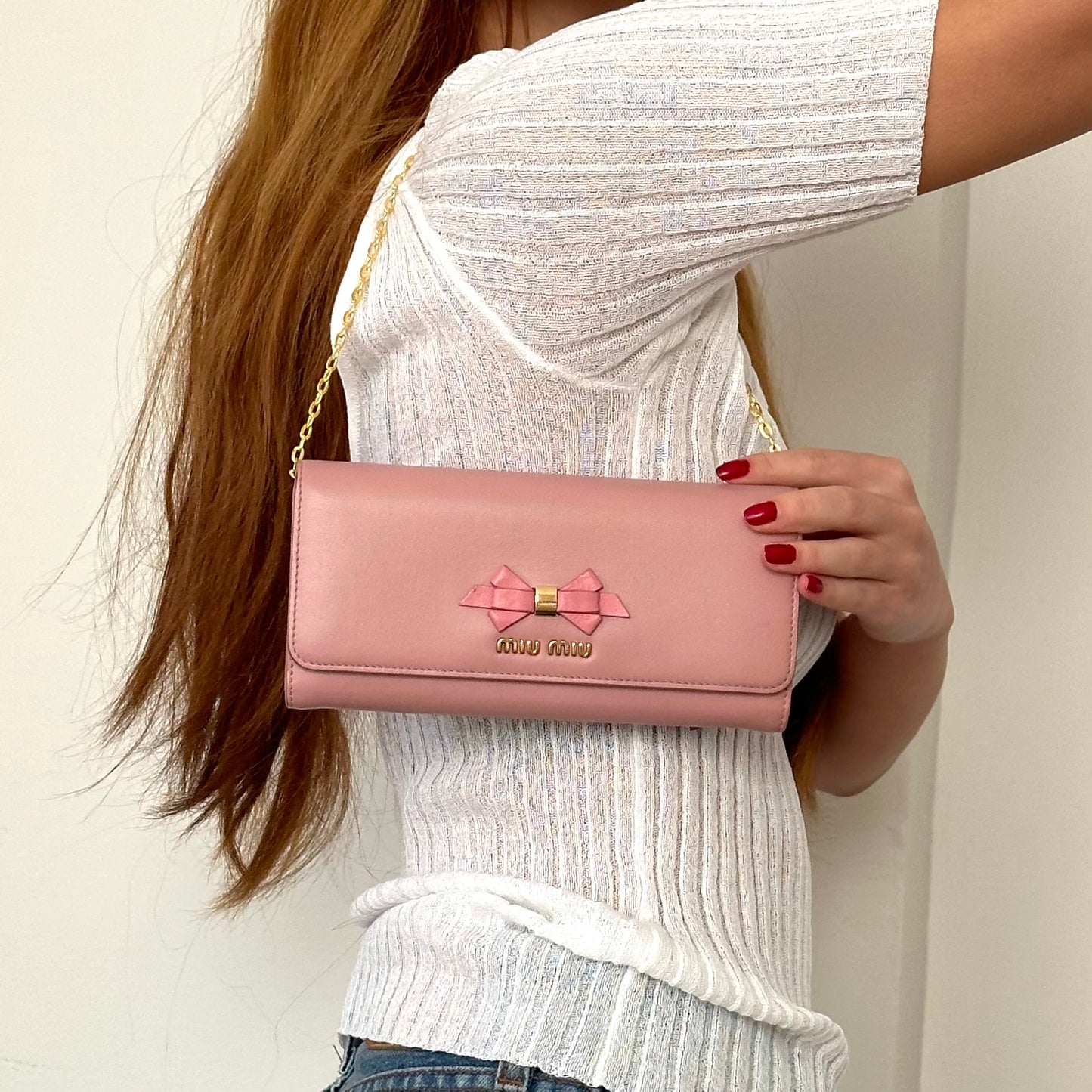Miu Miu Love Letter Pink Wallet w/ Box