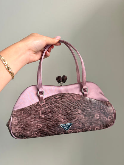 RARE Prada Purple Lizard Kiss Lock Evening Bag