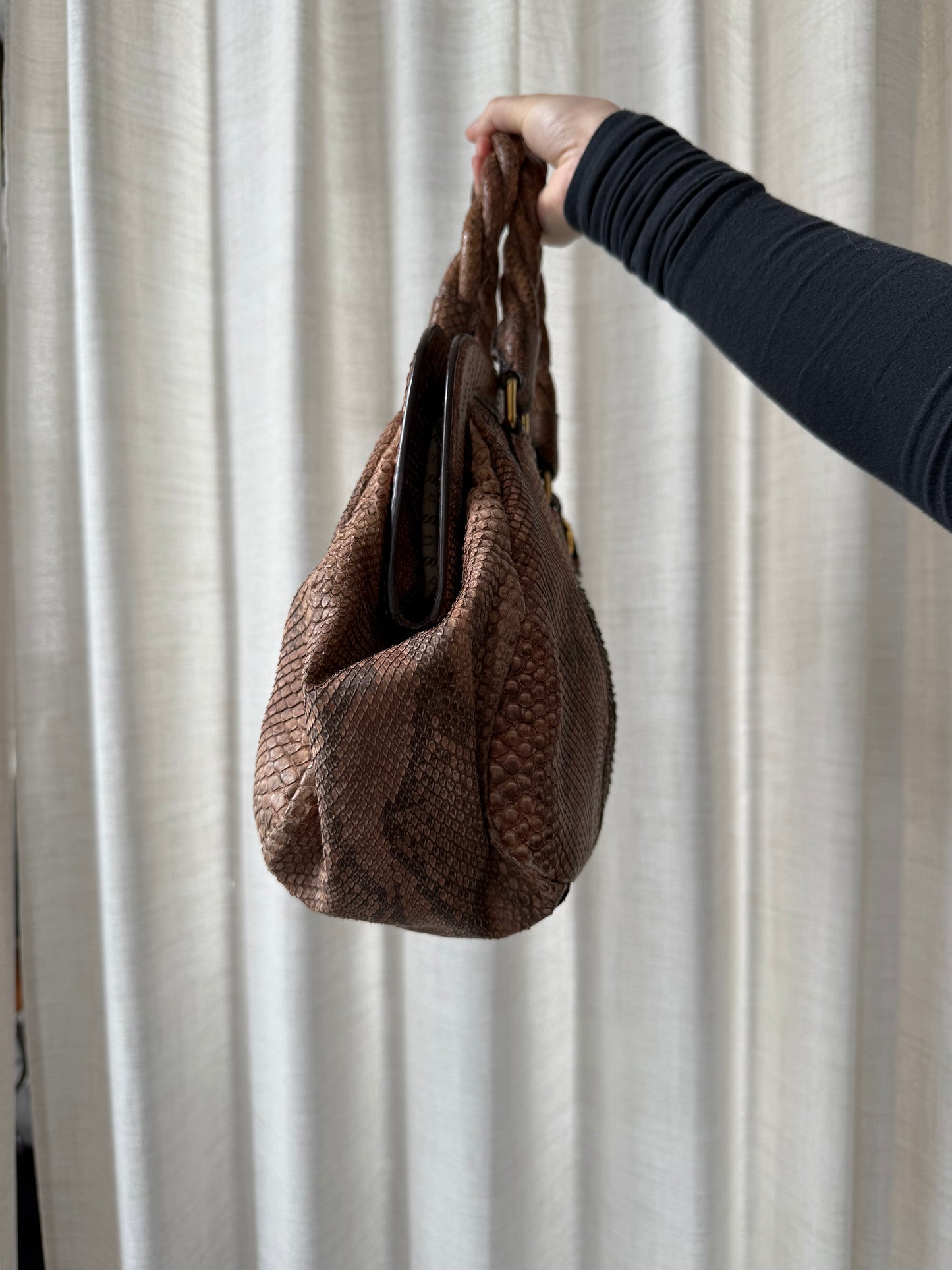 RARE Prada Python Leather Stripe Tote Bag