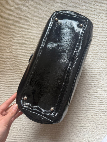 RARE NEW Chanel Black Patent Leather Luxe Ligne Flap Bag