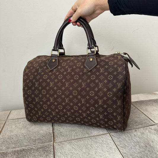 Louis Vuitton Mini Lin Brown Monogram Speedy 30